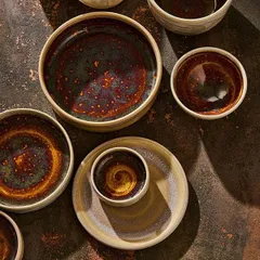 Тарелка «Аврора Везувиус Амбер» с бортом фарфор D=202,5,H=54мм бежев.,амбер, изображение 2