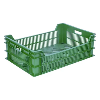 Ящик для продуктов перфорированный (от 0 до +50°C) полиэтилен 48л ,H=19,L=60,B=40см зелен.