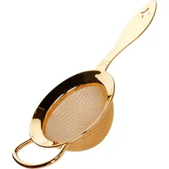 Sieve with handle stainless steel, gilding D=80,H=35,L=180mm gold