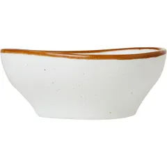 Salad bowl “Terra Arena” oval  porcelain , H=5, L=12, B=9 cm  white, orange.