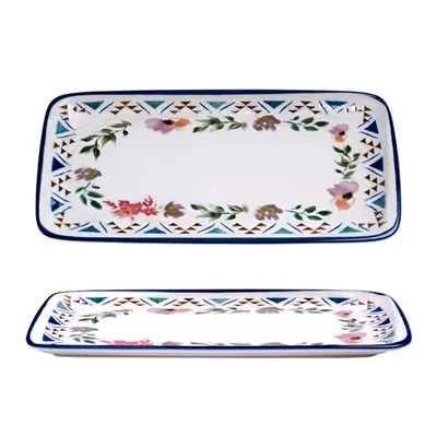 Блюдо сервировочное «Спринг» прямоугольное фарфор ,L=34,B=16см белый,разноцветн., изображение 2