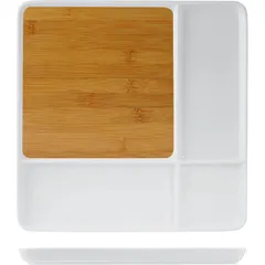 Блюдо для подачи бамбук,фарфор ,H=23,L=290,B=290мм св. дерево,белый