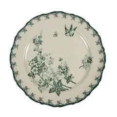 Тарелка «Боярышник» плоская керамика D=26,H=2см белый,зелен.