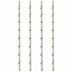 Трубочки «Звездочки» без сгиба[100шт] бумага D=6,L=200мм белый,золотой