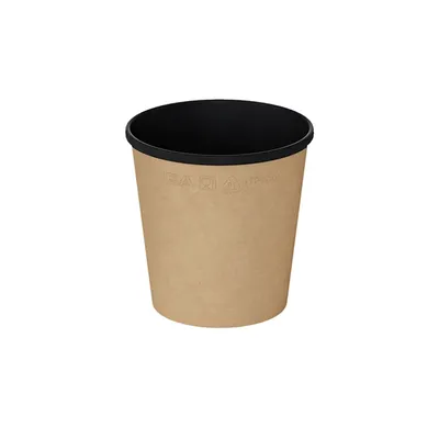 Контейнер бумажный OneBowl для супа картон 0,52л D=102/75,H=104мм черный