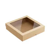 Контейнер бумажный OneBox с крышкой картон 1,5л ,H=48,L=200,B=200мм св.корич.