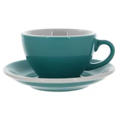 Кофейная пара «Эгг» фарфор 200мл D=95/145,H=55,L=115мм бирюз.