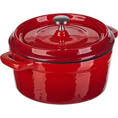 Baking pot with lid cast iron 0.5l D=12cm red