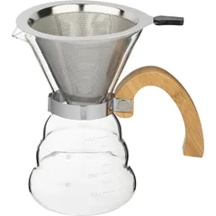 Воронка (пуровер) с сервером стекло,сталь нерж. 400мл D=12,H=17,5см прозр., изображение 3