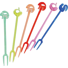 Вилочки коктейльные «Зоопарк»[400шт] полистирол ,L=85мм разноцветн.