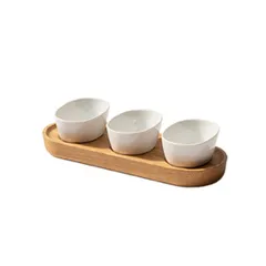 Salad bowl for a compliment on a stand [3 pcs]  porcelain, oak  85 ml , H=65, L=260, B=100mm  white, St. tree