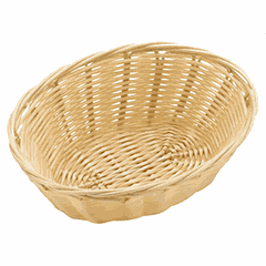 Wicker basket for bread, oval  polyrottan , H=65, L=180, B=130mm  light brown.