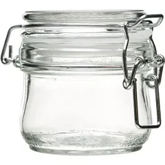 Round jar with lid, open gasket  glass, silicone  250 ml  D=8, H=9cm  transparent, white