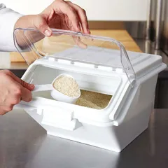 Контейнер для сыпучих продуктов с крышкой и совком полипроп. 10л ,H=21,5,L=38,B=30см белый, изображение 2