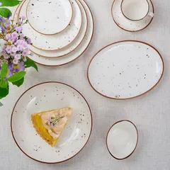 Блюдо «Париж» овальное фарфор ,L=25,B=19см белый,коричнев., Форма: Овальная, изображение 3