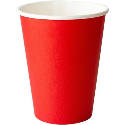 Стакан для горячих напитков одноразовый[50шт] бумага 300мл D=90,H=111мм красный, Количество (шт.): 50, Цвет: Красный, Объем по данным поставщика (мл): 300