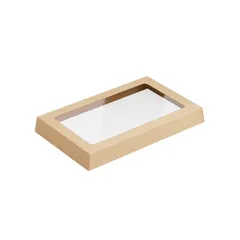 Крышка для бумажного контейнера OneClick 800 мл картон,полипроп. ,L=12,B=20см св.корич.,прозр.