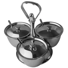 Buffet set for sauces and spices (3 bowls)  stainless steel, plastic  D=10, H=20.5 cm  metal.