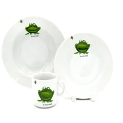 Set of children's dishes 3 items “Frog”  porcelain