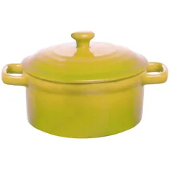 Горшок для запекания «Форно» с ручками фарфор 450мл D=12,H=34,L=32,B=30см желто-зел.