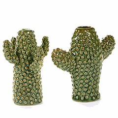 Decorative mini cactus  ceramics , H=12cm  green.