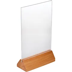Подставка наст. д/меню А5 дерев.основ. пластик ,H=24,B=15см прозр.,св. дерево