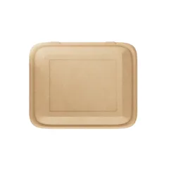 Контейнер бумажный OneGo с крышкой картон 1л ,H=6,L=20,B=16см св.корич., изображение 3