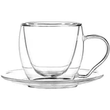 Кофейная пара «Проотель» двойные стенки термост.стекло 100мл D=110,H=55мм прозр.