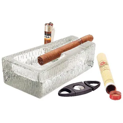 Пепельница для сигар «Сигара» стекло ,H=52,L=183,B=112мм прозр., изображение 3