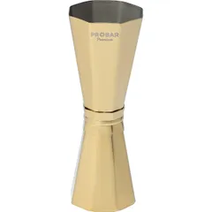 Jigger “Probar Premium Solar” 30/45 ml octagon  stainless steel  D=39/43, H=112mm  gold