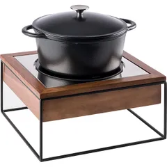 Плита индукционная сталь нерж.,дерево D=24,H=19,L=35,4,B=32,5см 900вт черный,деревян., изображение 3