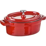 Oval baking dish with lid cast iron 250ml ,L=125,B=91mm red