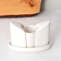 Набор для специй 3 предмета на подставке фарфор ,H=87,L=124,B=87мм белый, изображение 2