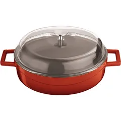 Pan with lid cast iron,glass 3.4l D=28cm red