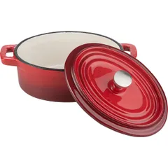 Кастрюля для запекания с крышкой чугун 250мл ,H=70,L=125,B=90мм красный,черный, изображение 2