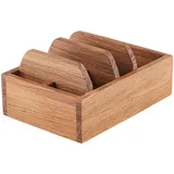 Подставка для набора для специй и салфеток 5 отделений с лого дуб ,H=65,L=210,B=150мм