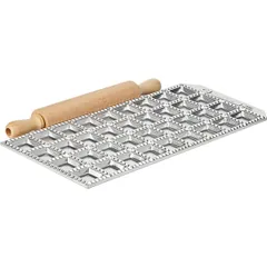 Форма для равиоли 2,5х2,5см со скалкой[36шт] алюм.литой,дерево ,H=15,L=310,B=135мм, изображение 2
