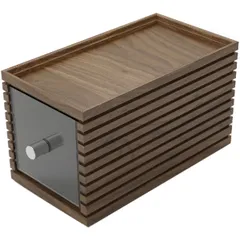 Стенд буфетный (1 секция) орех ,H=19,L=17,6,B=34,9см тем.дерево,прозр.