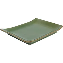 Dish “Kyoto-Green” rectangular  ceramics , L=20.5, B=15.5cm  green, light brown.