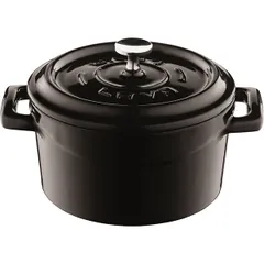 Baking pot with handles  enameled cast iron  0.55 l  black