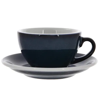 Кофейная пара «Эгг» фарфор 200мл D=95/145,H=55,L=115мм тем.син.