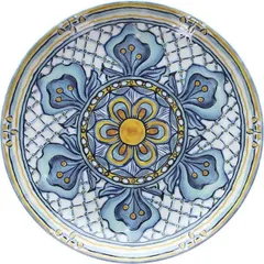 Plate “Positano”  porcelain  D=26, H=5cm  cornflower blue, mustard.