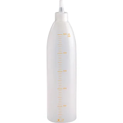 Бутылка мерная с носиком полиэтилен 0,5л D=6,H=25см матовый, Объем по данным поставщика (мл): 500