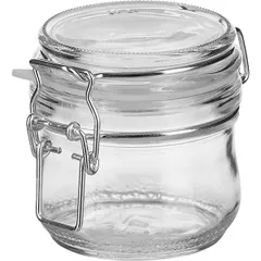 Round jar with lid, closed gasket  glass, silicone  250 ml  D=8, H=9cm  clear.