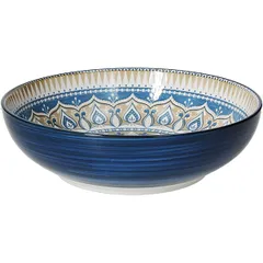 Salad bowl “Casablanca”  porcelain  2 l  D=250, H=75mm  blue, beige.