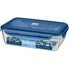 Container for products “Diamond” with a sealed lid tritan 1l ,H=65,L=225,B=135mm transparent,blue