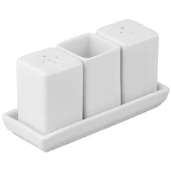 Набор для специй «Уют» 3 предмета на подставке фарфор белый