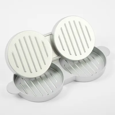 Пресс для гамбургеров двойной с антипригарным покрытием алюмин. D=120,H=85,L=240,B=115мм металлич., изображение 2