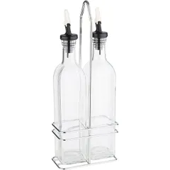 Oil/vinegar set with lid  glass, stainless steel  0.5 l , H=34, L=13, B=7 cm