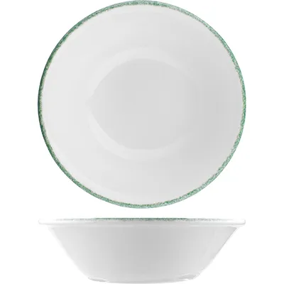 Салатник «Грин дэппл» фарфор 430мл D=165,H=50мм белый,зелен., изображение 2